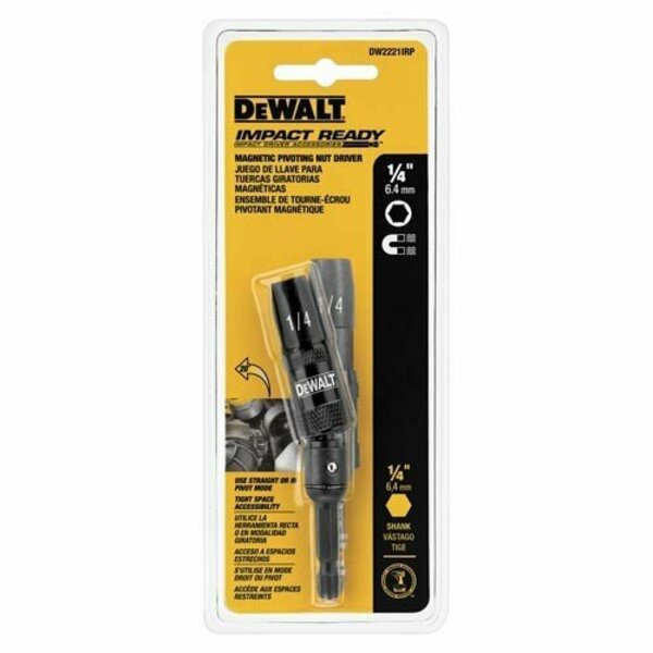 Dewalt Screw Driving, 1/4in. Magnetic Impact Ready Pivoting Nutdriver DW2221IRP